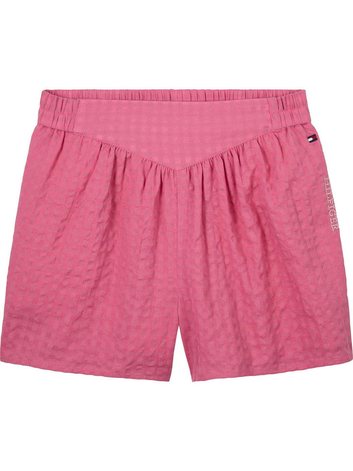 TOMMY HILFIGUER NIÑA SHORT SEERSUCKER GINGHAM GLAMOUR PINK