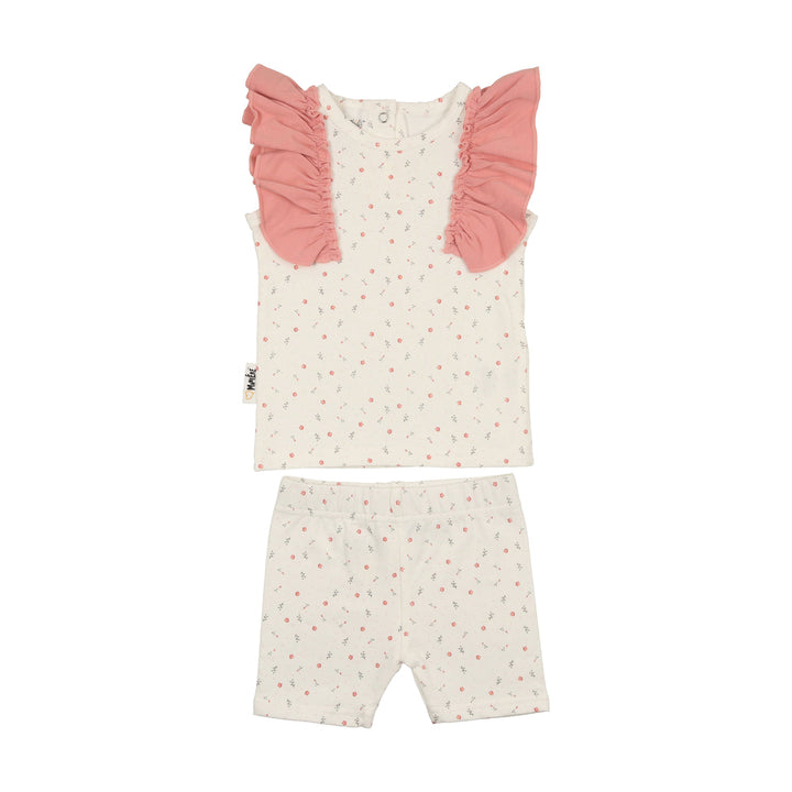 MANIERE BEBE NIÑA CONJ. DE SHORT PETALS AND POLKADOTS WHITE