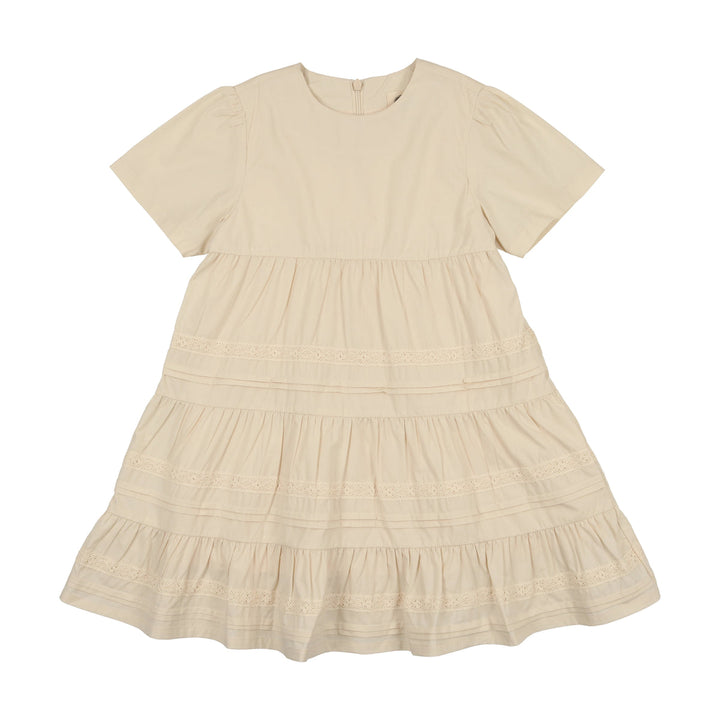 MANIERE NIÑA VESTIDO MANGA CORTA PLEATS N TIERS CREAM