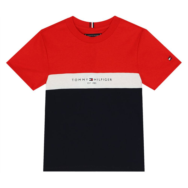 TOMMY HILFIGUER NIÑO TSHIRT ESSENTIAL DESERT SKY/FIERCE RED