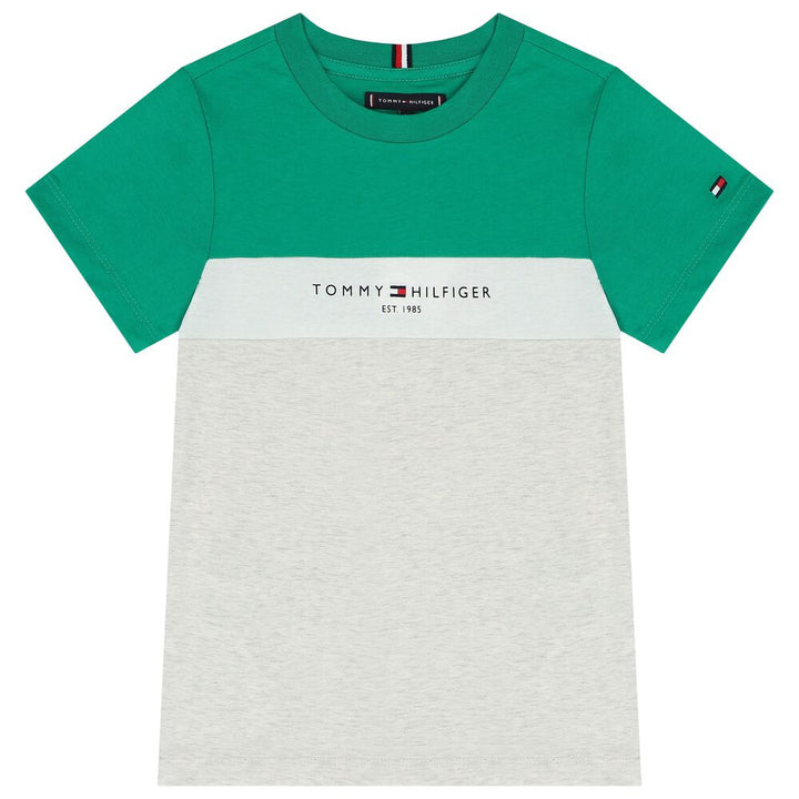 TOMMY HILFIGUER NIÑO TSHIRT ESSENTIAL OLYMPIC GREEN/LIGHT GREY