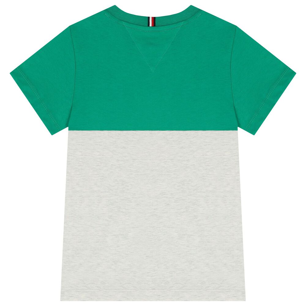 TOMMY HILFIGUER NIÑO TSHIRT ESSENTIAL OLYMPIC GREEN/LIGHT GREY