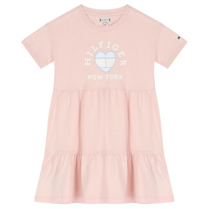 TOMMY HILFIGUER NIÑA VESTIDO HILFIGER HEART TIERED WHIMSY PINK