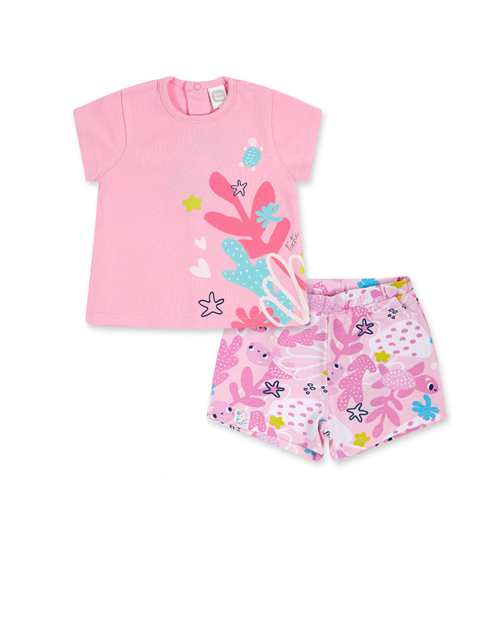 TUC TUC BEBE NIÑA CONJ. DE SHORT ROSA TURTLES