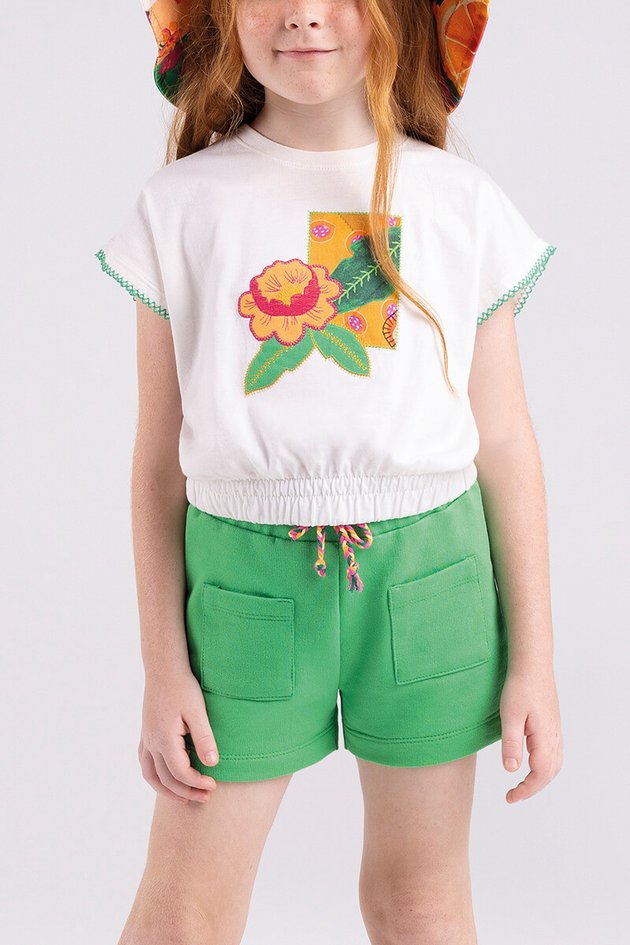 BUGBEE NIÑA CONJ. DE SHORT BLANCO/VERDE