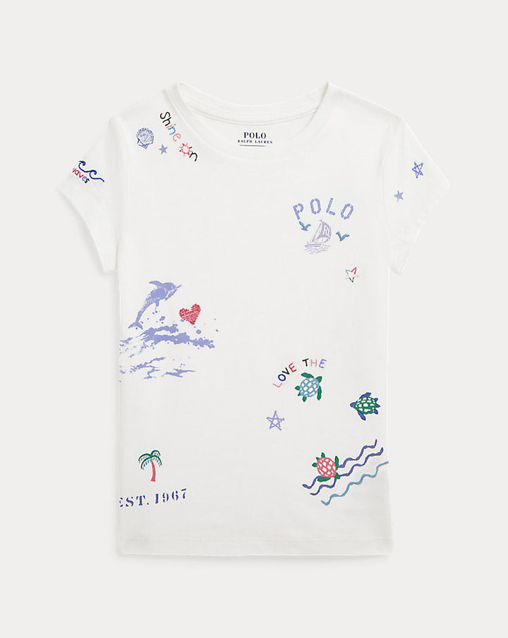 RALPH LAUREN NIÑA TSHIRT GRAPHIC DECKWASH WHITE