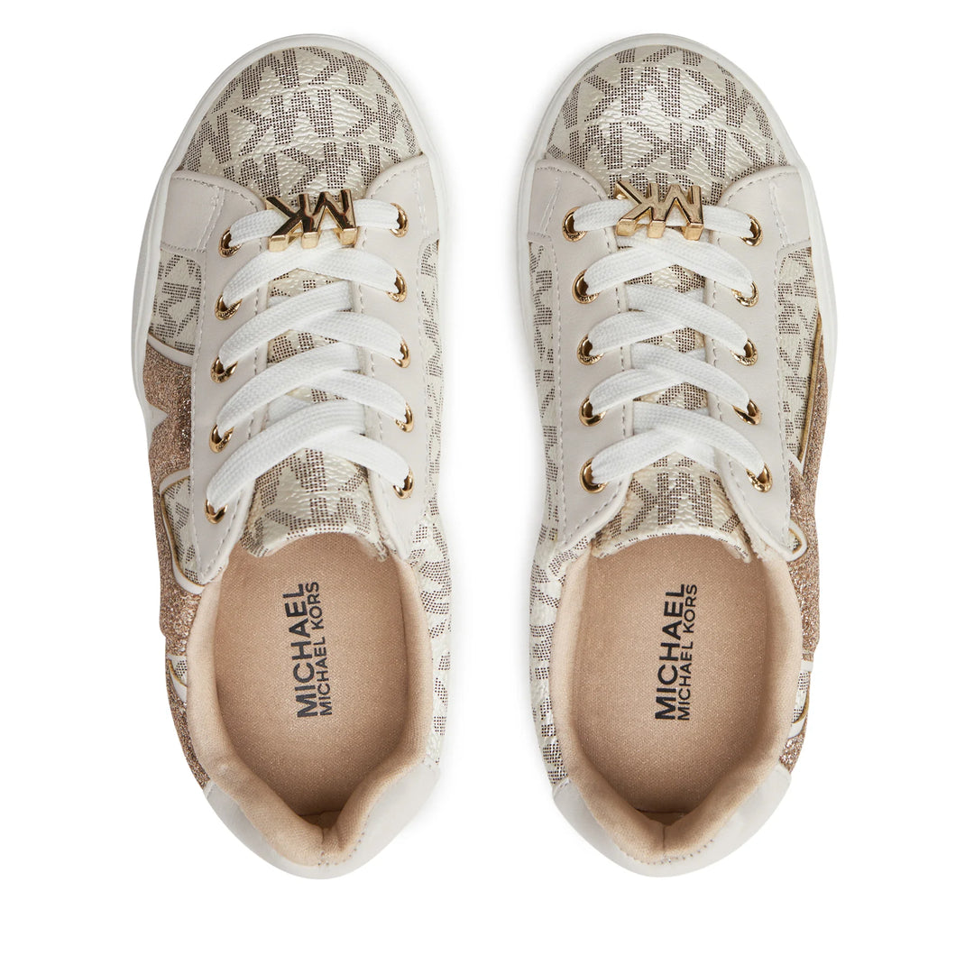 MICHAEL KORS NIÑA ZAPATILLA JORDANA AIRIN PALE GOLD LOGO