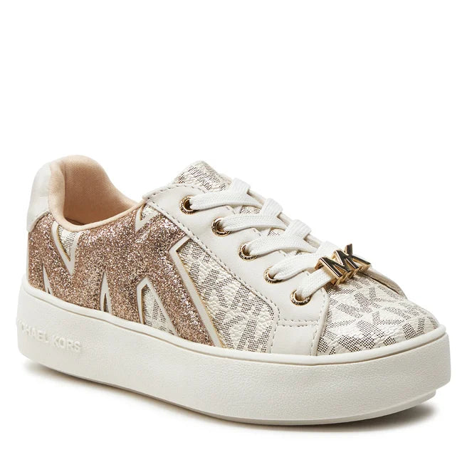 MICHAEL KORS NIÑA ZAPATILLA JORDANA AIRIN PALE GOLD LOGO