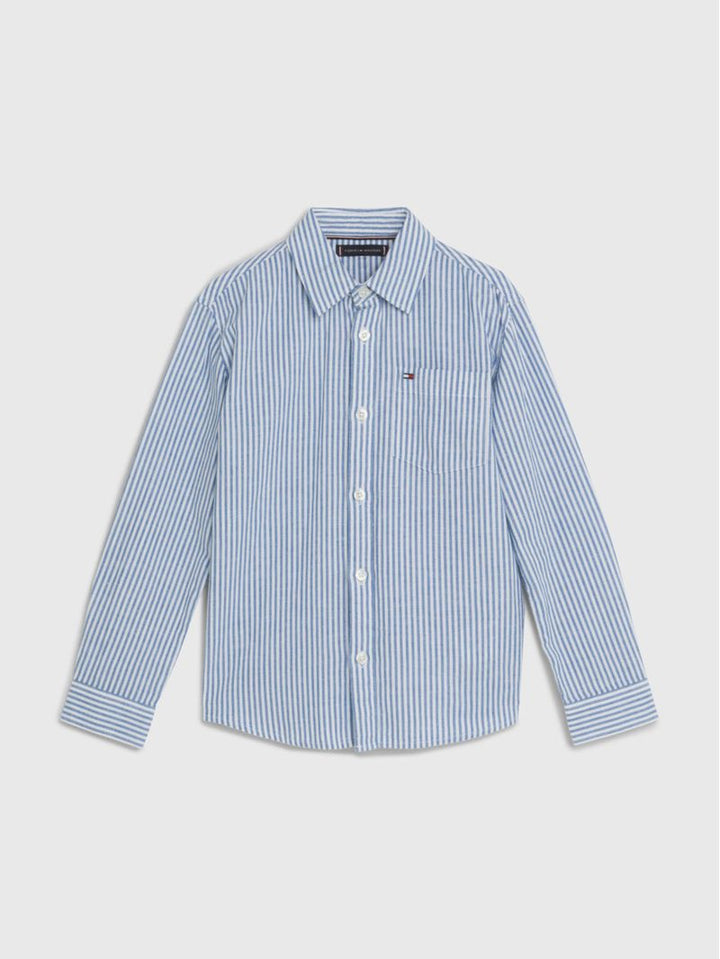 TOMMY HILFIGER NIÑO CAMISA HEMP RELAXED DARK BLUE STRIPE