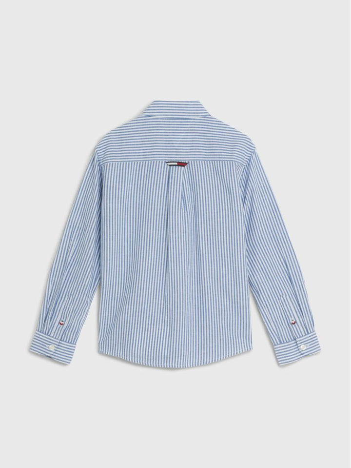 TOMMY HILFIGER NIÑO CAMISA HEMP RELAXED DARK BLUE STRIPE