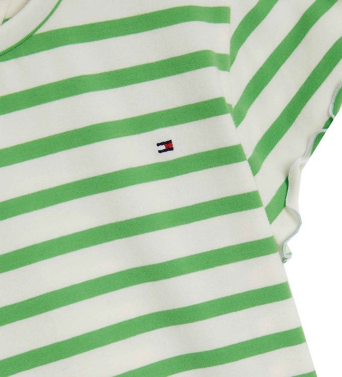 TOMMY HILFIGER NIÑA BLUSA STRIPED RUFFLE SLEEVE SPRING LIME STRIPE