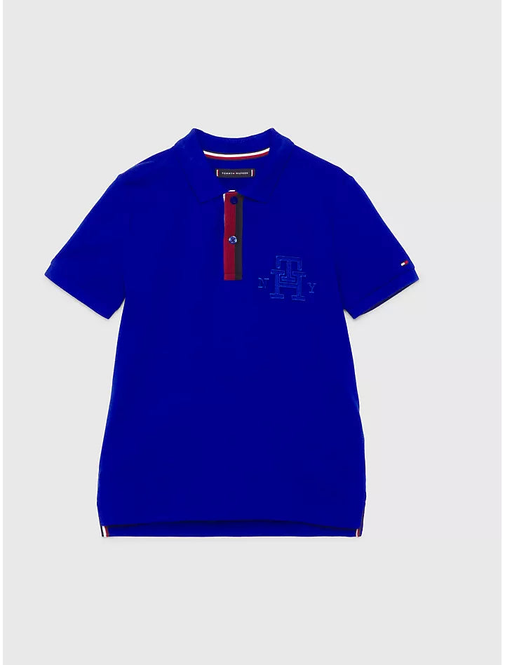 TOMMY HILFIGER NIÑO POLO SPLITTED GLOBAL STRIPE BLUE