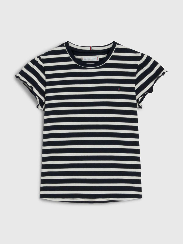 TOMMY HILFIGER NIÑA BLUSA STRIPED RUFFLE SLEEVE DESERT SKY STRIPE